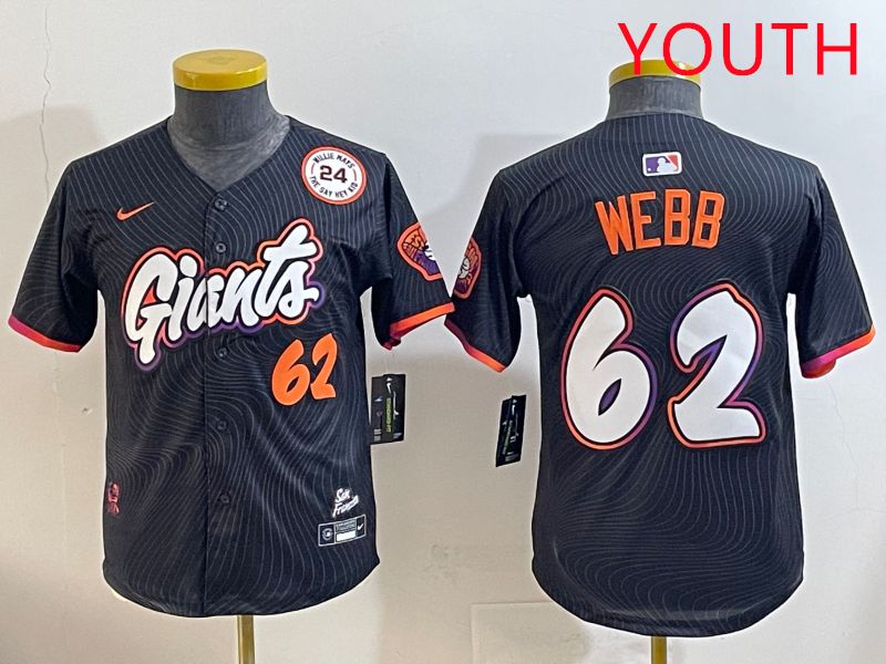 Youth San Francisco Giants #62 Webb Black Joint Name 2025 Nike MLB Jersey style 8